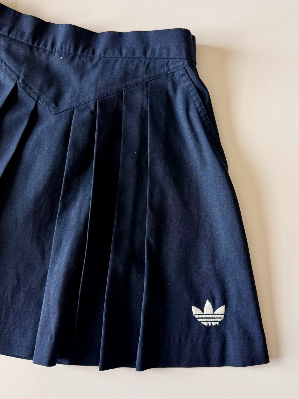 Adidas Navy Pleated Skirt with Trefoil Patch